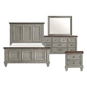 Renton 4pc Queen Bedroom Set  - Brown & Antique Gray by Homelegance