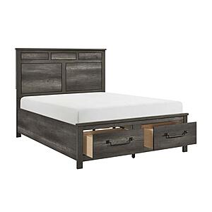 Lenior Queen Platform Bed w/Footboard Storage - Gray by Homelegance