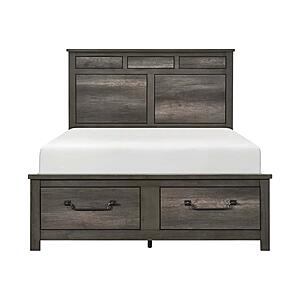 Lenior Eastern King Platform Bed w/Footboard Storage - Gray by Homelegance