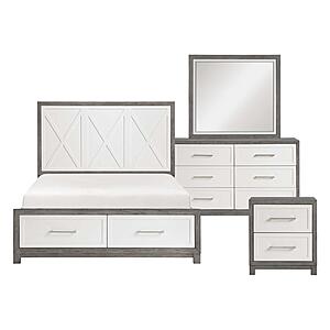 Rowan 4pc Queen Bedroom Set  - Ivory & Gray by Homelegance