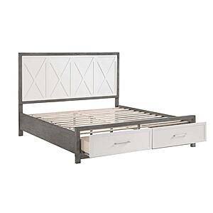 Rowan California King Platform Bed w/Footboard Storage - Ivory & Gray by Homelegance