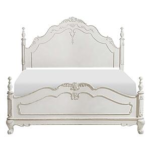 Cinderella Queen Bed - Antique White w/Gray  by Homelegance