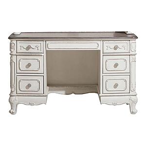 Cinderella Writing Desk - Antique White w/Gray  by Homelegance