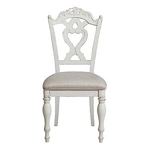 Cinderella Writing Desk Chair - Antique White w/Gray  by Homelegance