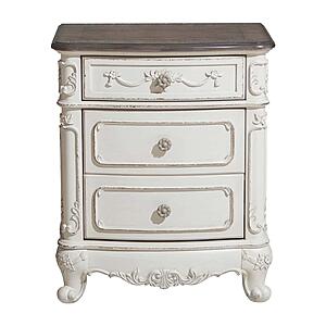 Cinderella Nightstand - Antique White w/Gray  by Homelegance
