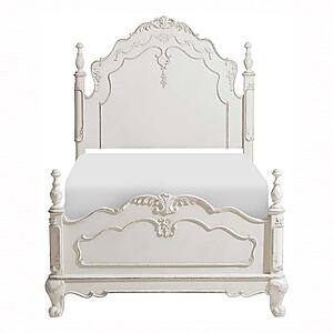 Cinderella Twin Bed - Antique White w/Gray  by Homelegance