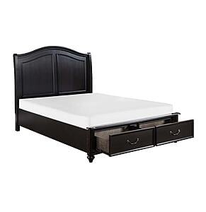 Herman Eastern King Platform Bed w/Footboard Storage - Charcoal Brown by Homelegance