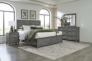 Garretson California King Platform Bed w/Footboard Storage - Gray by Homelegance
