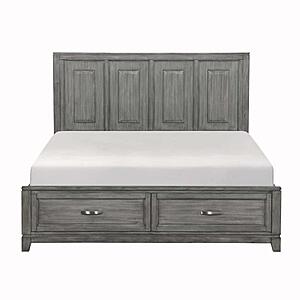 Garretson Eastern King Platform Bed w/Footboard Storage - Gray by Homelegance