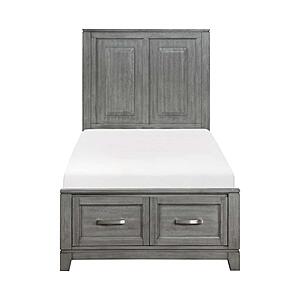 Garretson Twin Platform Bed w/Footboard Storage - Gray by Homelegance