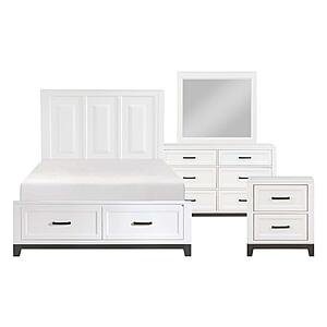 Garretson 4pc Queen Bedroom Set  - White & Metallic Gray by Homelegance
