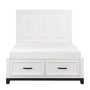 Garretson Full Platform Bed w/Footboard Storage - White & Metallic Gray by Homelegance