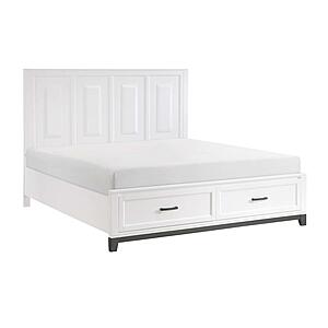 Garretson California King Platform Bed w/Footboard Storage - White & Metallic Gray by Homelegance