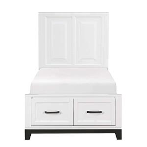 Garretson Twin Platform Bed w/Footboard Storage - White & Metallic Gray by Homelegance