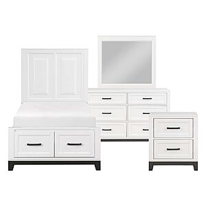 Garretson 4pc Twin Bedroom Set  - White & Metallic Gray by Homelegance