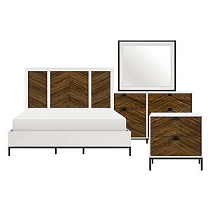 Oslo 4pc Queen Bedroom Set  - White & Walnut by Homelegance