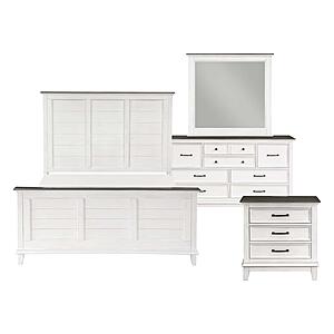 Chesterton 4pc Queen Bedroom Set  - Antique White & Dark Brown by Homelegance