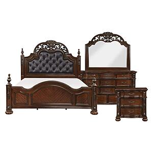 Adelina 4pc Queen Bedroom Set  - Brown by Homelegance