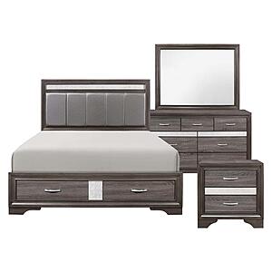 Luster 4pc Queen Bedroom Set  - Gray & Silver Glitter by Homelegance