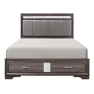 Luster Eastern King Platform Bed w/Footboard Storage - Gray & Silver Glitter by Homelegance