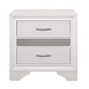 Luster Nightstand - White & Silver Glitter by Homelegance