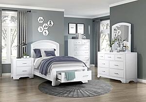 Hudson Twin Platform Bed w/Footboard Storage - White  by Homelegance