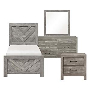 Corbin 4pc V-pattern Twin Bedroom Set  - Gray by Homelegance