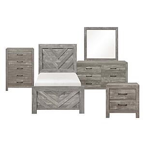 Corbin 5pc V-pattern Twin Bedroom Set  - Gray by Homelegance