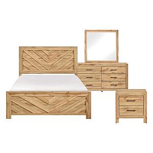 Corbin 4pc V-pattern Queen Bedroom Set  - Natural by Homelegance
