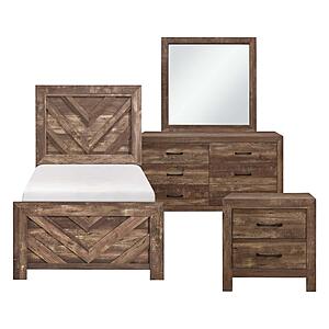 Corbin 4Pc V-pattern  Twin Bedroom Set  - Rustic Brown by Homelegance