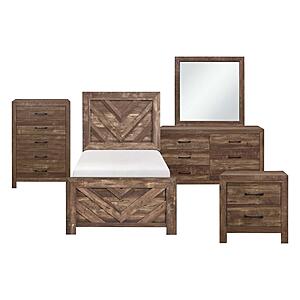Corbin 5pc V-pattern Twin Bedroom Set  - Rustic Brown by Homelegance