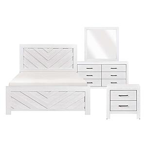 Corbin 4pc V-pattern Queen Bedroom Set  - White by Homelegance