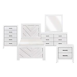 Corbin 5pc V-pattern Twin Bedroom Set  - White by Homelegance