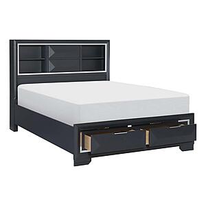 Rosemont California King Platform Bed w/Footboard Storage - Midnight Blue by Homelegance