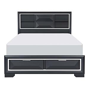 Rosemont Eastern King Platform Bed w/Footboard Storage - Midnight Blue by Homelegance
