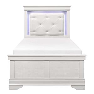 Lana Twin Bed w/LED Lighting - White by Homelegance