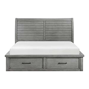 Logandale California King Platform Bed w/Storage Footboard and Side Rails - Antique Gray by Homelegance