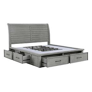 Logandale Eastern King Platform Bed w/Storage Footboard and Side Rails - Antique Gray by Homelegance