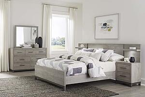 Zephyr Nightstand w/Wall Panel - Light Gray & Gray by Homelegance
