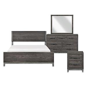 Zephyr 4pc Queen Bedroom Set  - Brownish Gray & Antique Silver by Homelegance