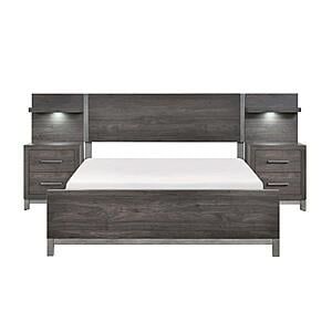 Zephyr 5pc Set Queen Wall Bed  - Brownish Gray & Antique Silver by Homelegance