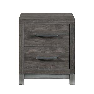 Zephyr Nightstand - Brownish Gray & Antique Silver by Homelegance