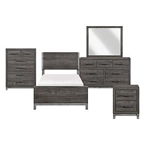 Zephyr 5pc Twin Bedroom Set  - Brownish Gray & Antique Silver by Homelegance