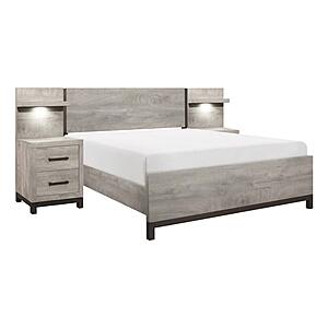 Zephyr 5pc Set Eastern King Wall Bed - Light Gray & Gray by Homelegance