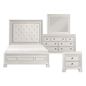 Theodora 4pc Queen Bedroom Set  - Pearl White by Homelegance