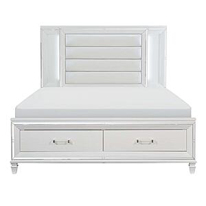 Tamsin California King Platform Bed w/LED Lighting and Footboard Storage - White by Homelegance