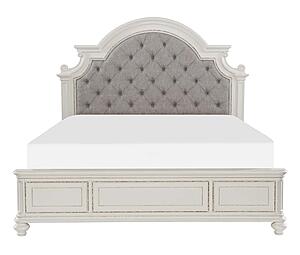 Baylesford Eastern King Bed - Antique White & Brown Gray by Homelegance
