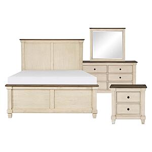 Weaver 4pc Queen Bedroom Set  - Antique White & Rosy Brown by Homelegance