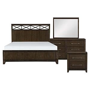 Griggs 4pc Queen Bedroom Set  - Dark Brown by Homelegance