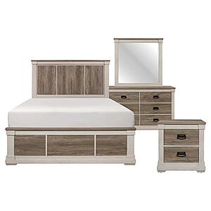 Arcadia 4pc Queen Bedroom Set  - White & Weathered Gray by Homelegance